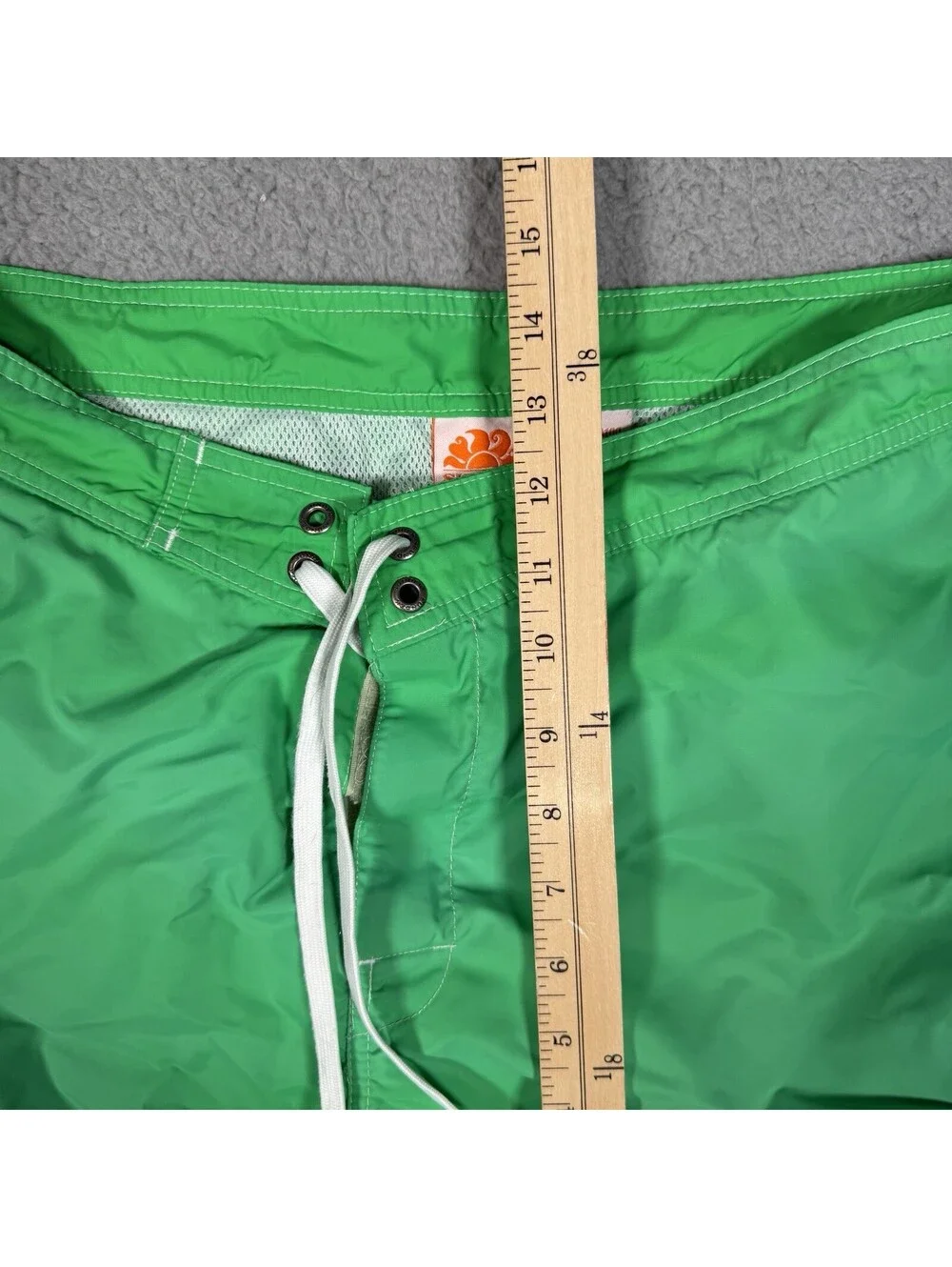 Sundek Swim Trunks Green Rainbow Striped Swim Trunks Nylon Size 34